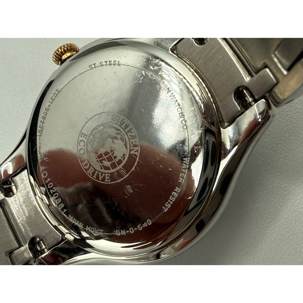 Citizen Eco-Drive EM0284-51N Women's MOP Diamond Two Tone Watch NOS Box